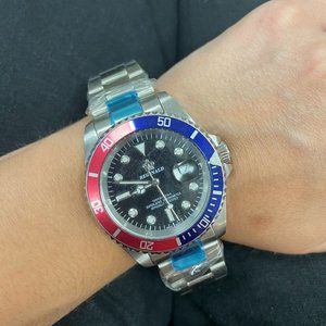 Reginald Half Blue Half Red Stainless Steel Watch